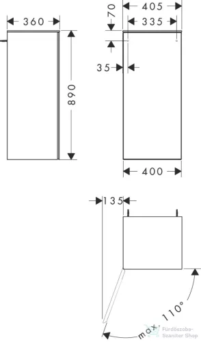 Hansgrohe Xevolos E 89x40x36 cm-es szekrény balos ajtóval,matt fehér/sötét tölgy 54212730
