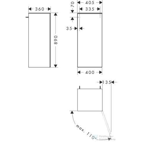 Hansgrohe Xevolos E 89x40x36 cm-es szekrény jobbos ajtóval,matt homok/sötét tölgy 54216730