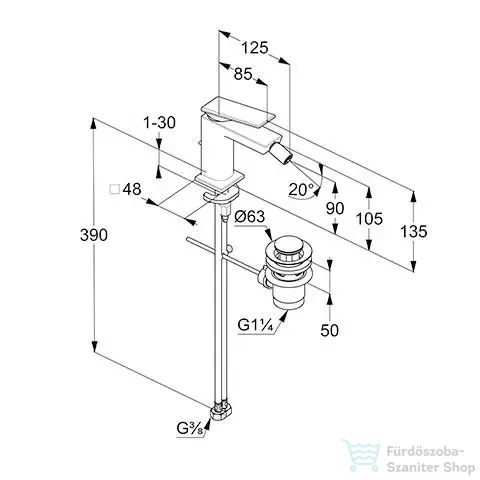Kludi DECUS bidé csaptelep automata leeresztővel, matt fehér 542175375