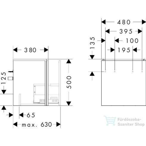 Hansgrohe XILESA E 48x38 cm-es 1 fiókos fali szekrény mosdó nélkül, matt palaszürke 54247760