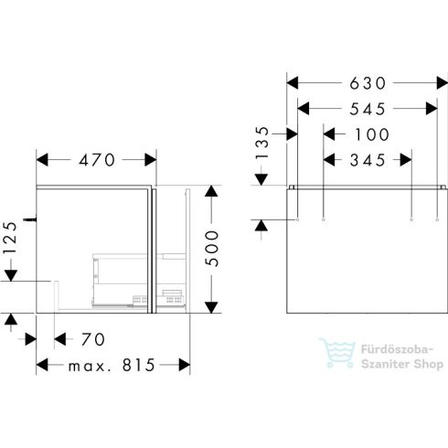 Hansgrohe XILESA E 63x47 cm-es 1 fiókos fali szekrény mosdó nélkül, kasmír tölgy 54255550