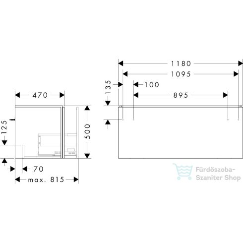 Hansgrohe XILESA E 118x47 cm-es 1 fiókos szekrény, kasmír tölgy 54263550
