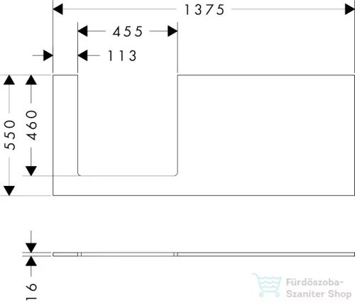 Hansgrohe XILESA E 137,5x55 cm-es mosdópult bal oldali kivágással, kasmír tölgy 54272550