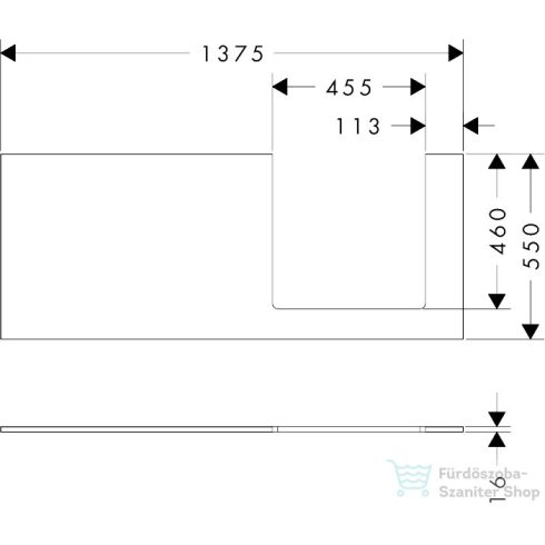 Hansgrohe XILESA E 137,5x55 cm-es mosdópult jobb oldali kivágással, matt fehér 54273700