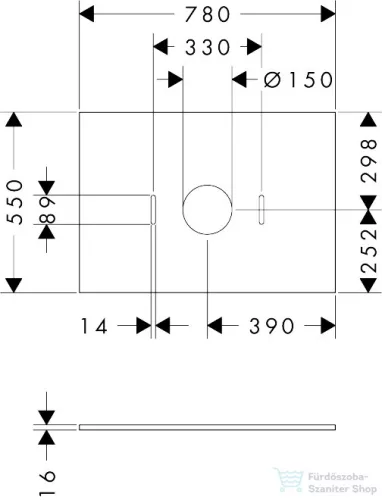 Hansgrohe XILESA E 78x55 cm-es mosdópult csaplyuk nélküli mosdóhoz, matt fehér 54275700