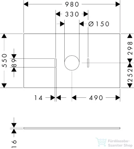 Hansgrohe XILESA E 98x55 cm-es mosdópult csaplyuk nélküli mosdóhoz, matt palaszürke 54276760
