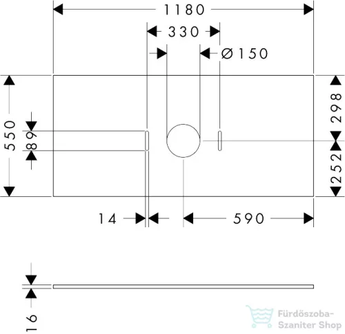 Hansgrohe XILESA E 118x55 cm-es mosdópult csaplyuk nélküli mosdóhoz, kasmír tölgy 54277550