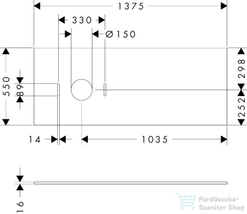 Hansgrohe XILESA E 137,5x55 cm-es mosdópult bal oldali kivágással, csaplyuk nélküli mosdóhoz, matt fehér 54278700