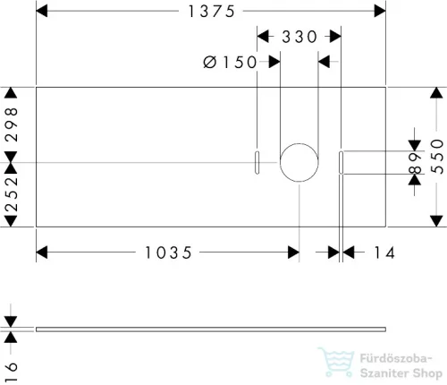 Hansgrohe XILESA E 137,5x55 cm-es mosdópult jobb oldali kivágással, csaplyuk nélküli mosdóhoz, matt palaszürke 54279760