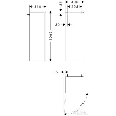 Hansgrohe XILESA E 106,5x40x35 cm-es középmagas szekrény 1 ajtóval, balos, matt homok 54283780