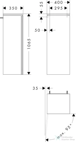 Hansgrohe XILESA E 106,5x40x35 cm-es középmagas szekrény 1 ajtóval, jobbos, kasmír tölgy 54284550