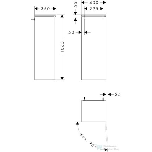 Hansgrohe XILESA E 106,5x40x35 cm-es középmagas szekrény 1 ajtóval, jobbos, matt homok 54284780