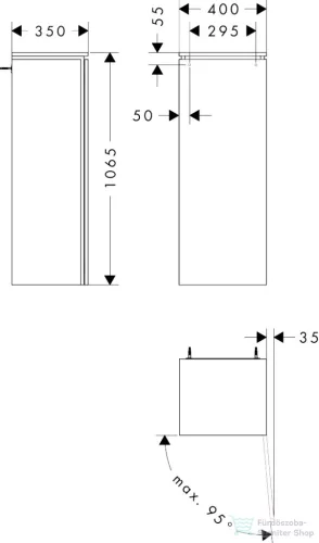 Hansgrohe XILESA E 106,5x40x35 cm-es középmagas szekrény 1 ajtóval, jobbos, matt homok 54284780
