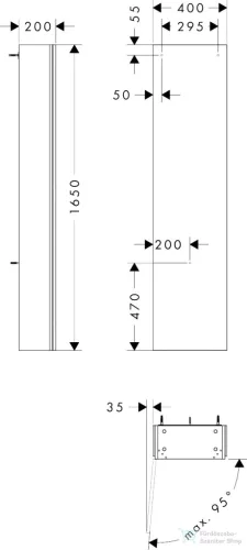 Hansgrohe XILESA E 165x40x20 cm-es magas szekrény 1 ajtóval, balos, matt homok 54285780