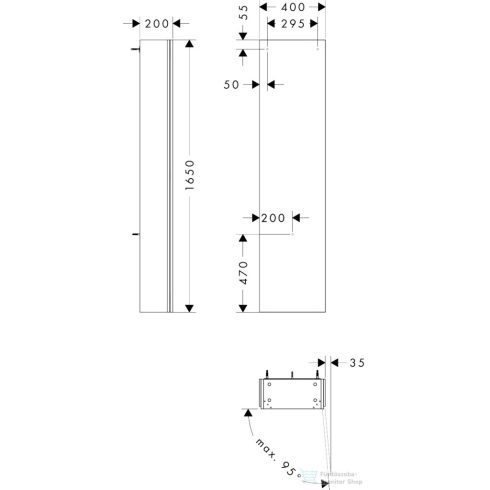 Hansgrohe XILESA E 165x40x20 cm-es magas szekrény 1 ajtóval, jobbos, kasmír tölgy 54286550