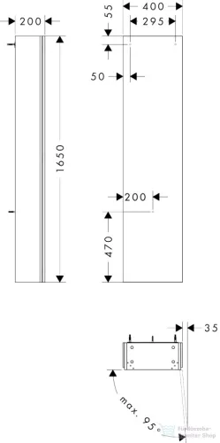 Hansgrohe XILESA E 165x40x20 cm-es magas szekrény 1 ajtóval, jobbos, matt palaszürke 54286760