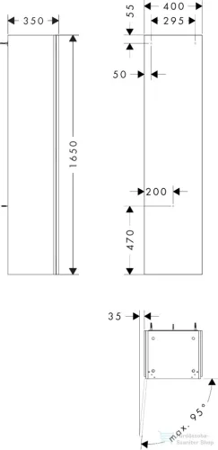 Hansgrohe XILESA E 165x40x35 cm-es magas szekrény 1 ajtóval, balos, kasmír tölgy 54287550
