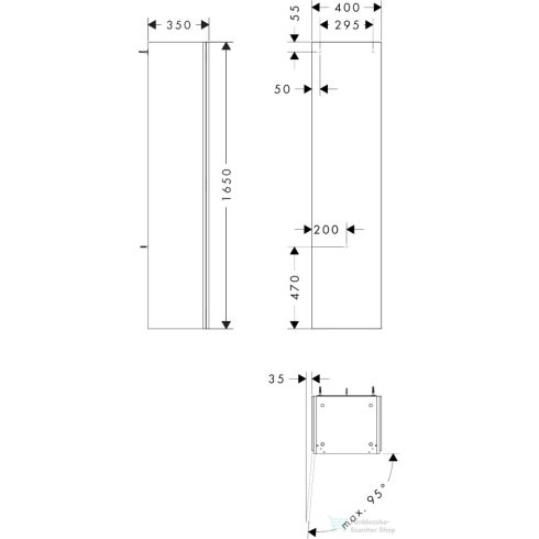 Hansgrohe XILESA E 165x40x35 cm-es magas szekrény 1 ajtóval, balos, matt fehér 54287700