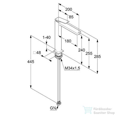 KLUDI-DECUS mosdócsap 240 leeresztő nélkül, matt fekete 542983975