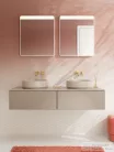 Hansgrohe XEVOLOS E 137x55 cm-es mosdópult csapfurat nélküli mosdóhoz, dupla kivágással, matt homok 54332780