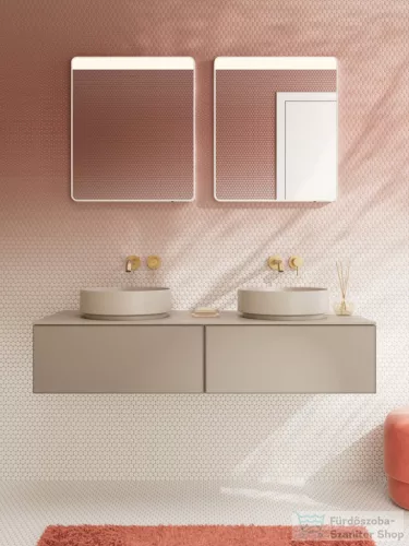 Hansgrohe XEVOLOS E 137x55 cm-es mosdópult csapfurat nélküli mosdóhoz, dupla kivágással, matt homok 54332780