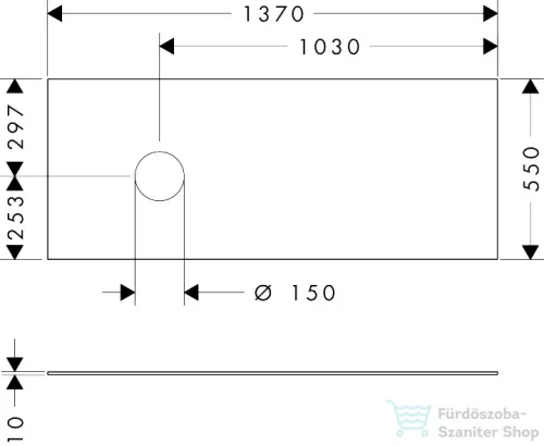 Hansgrohe XEVOLOS E 137x55 cm-es mosdópult csapfurat nélküli mosdóhoz, bal oldali kivágással, matt fehér 54333700