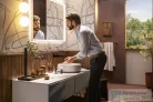 Hansgrohe XEVOLOS E 137x55 cm-es mosdópult csapfurat nélküli mosdóhoz, jobb oldali kivágással, matt fehér 54334700
