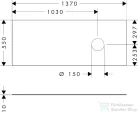 Hansgrohe XEVOLOS E 137x55 cm-es mosdópult csapfurat nélküli mosdóhoz, jobb oldali kivágással, matt homok 54334780