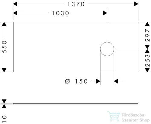 Hansgrohe XEVOLOS E 137x55 cm-es mosdópult csapfurat nélküli mosdóhoz, jobb oldali kivágással, matt homok 54334780
