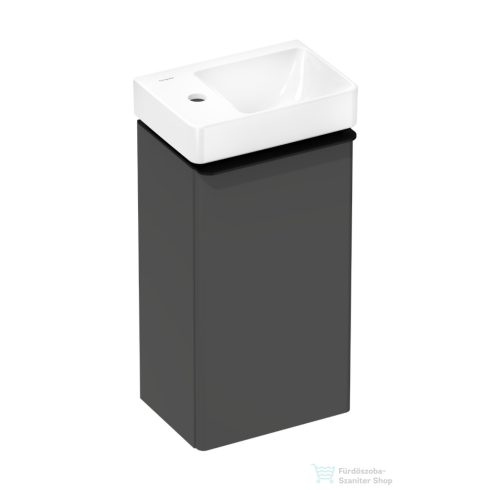 Hansgrohe XELU Q 34x25 cm-es balos mosdó és alsószekrény kombináció, matt gyémántszürke/matt fekete 54363670