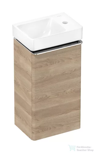 Hansgrohe XELU Q 34x25 cm-es jobbos mosdó és alsószekrény kombináció, természetes tölgy/króm 54367000