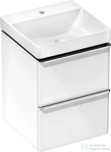 Hansgrohe XELU Q 48x47,5 cm-es mosdó és 2 fiókos alsószekrény kombináció, fényes fehér/króm 54368000