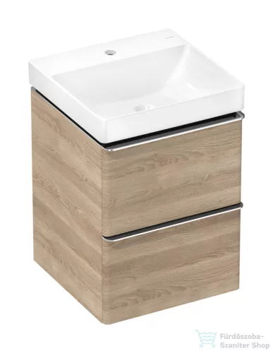 Hansgrohe XELU Q 48x47,5 cm-es mosdó és 2 fiókos alsószekrény kombináció, természetes tölgy/króm 54370000