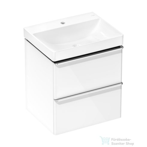 Hansgrohe XELU Q 60x47,5 cm-es mosdó és 2 fiókos alsószekrény kombináció, fényes fehér/króm 54371000