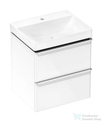 Hansgrohe XELU Q 60x47,5 cm-es mosdó és 2 fiókos alsószekrény kombináció, fényes fehér/króm 54371000