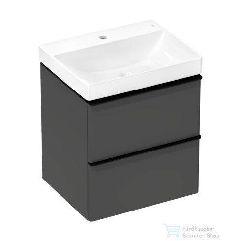 Hansgrohe XELU Q 58x47,5 cm-es mosdó és 2 fiókos alsószekrény kombináció, matt gyémántszürke/matt fekete 54372670