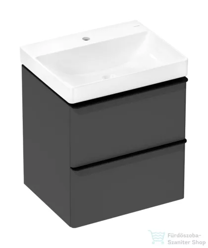 Hansgrohe XELU Q 58x47,5 cm-es mosdó és 2 fiókos alsószekrény kombináció, matt gyémántszürke/matt fekete 54372670