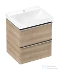 Hansgrohe XELU Q 58x47,5 cm-es mosdó és 2 fiókos alsószekrény kombináció, természetes tölgy/króm 54373000