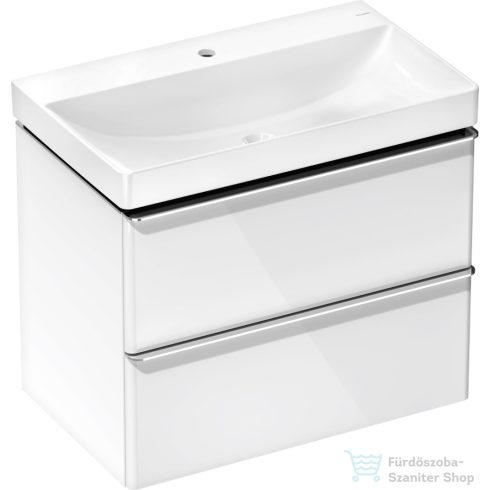 Hansgrohe XELU Q 78x47,5 cm-es mosdó és 2 fiókos alsószekrény kombináció, fényes fehér/króm 54374000