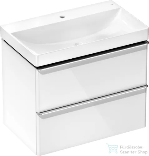Hansgrohe XELU Q 78x47,5 cm-es mosdó és 2 fiókos alsószekrény kombináció, fényes fehér/króm 54374000