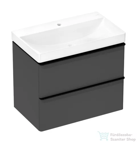 Hansgrohe XELU Q 78x47,5 cm-es mosdó és 2 fiókos alsószekrény kombináció, matt gyémántszürke/matt fekete 54375670