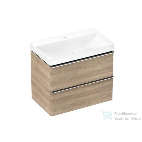 Hansgrohe XELU Q 78x47,5 cm-es mosdó és 2 fiókos alsószekrény kombináció, természetes tölgy/króm 54376000