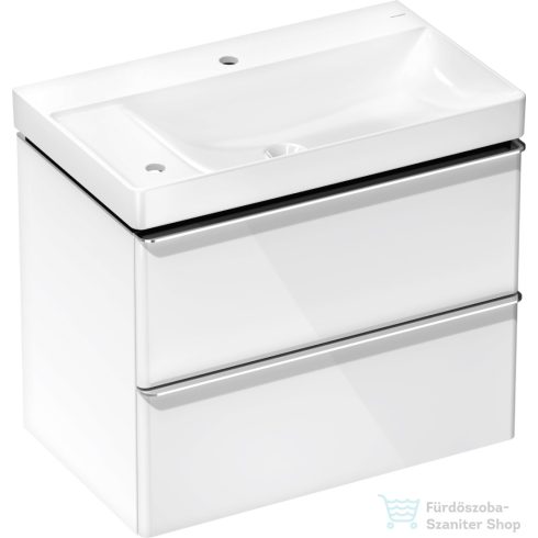 Hansgrohe XELU Q 78x47,5 cm-es 2 furatos mosdó és 2 fiókos alsószekrény kombináció, fényes fehér/króm 54377000