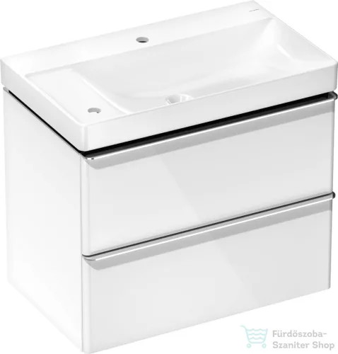 Hansgrohe XELU Q 78x47,5 cm-es 2 furatos mosdó és 2 fiókos alsószekrény kombináció, fényes fehér/króm 54377000