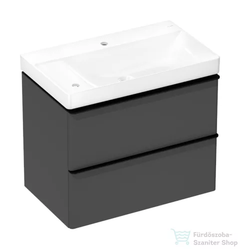 Hansgrohe XELU Q 78x47,5 cm-es 2 furatos mosdó és 2 fiókos alsószekrény kombináció, matt gyémántszürke/matt fekete 54378670