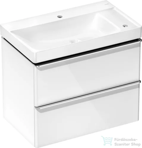 Hansgrohe XELU Q 78x47,5 cm-es 2 furatos mosdó és 2 fiókos alsószekrény kombináció, fényes fehér/króm 54380000