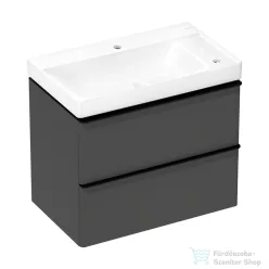   Hansgrohe XELU Q 78x47,5 cm-es 2 furatos mosdó és 2 fiókos alsószekrény kombináció, matt gyémántszürke/matt fekete 54381670