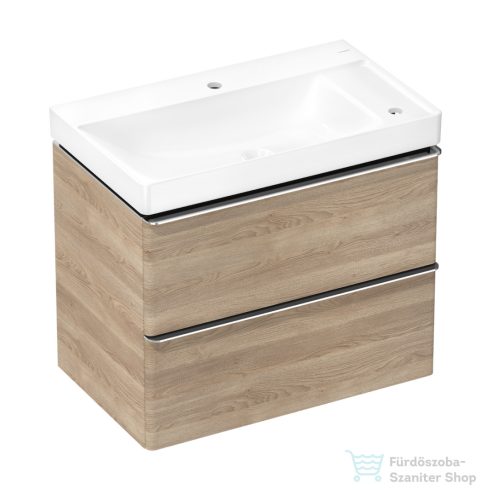 Hansgrohe XELU Q 78x47,5 cm-es 2 furatos mosdó és 2 fiókos alsószekrény kombináció, természetes tölgy/króm 54382000