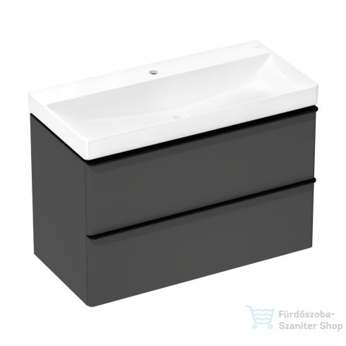 Hansgrohe XELU Q 98x47,5 cm-es mosdó és 2 fiókos alsószekrény kombináció, matt gyémántszürke/matt fekete 54384670