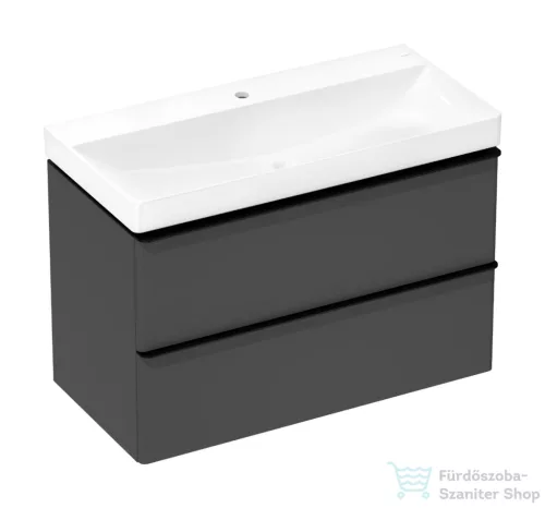 Hansgrohe XELU Q 98x47,5 cm-es mosdó és 2 fiókos alsószekrény kombináció, matt gyémántszürke/matt fekete 54384670